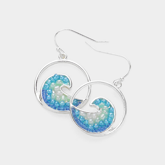 Blue Wave Bead Earrings