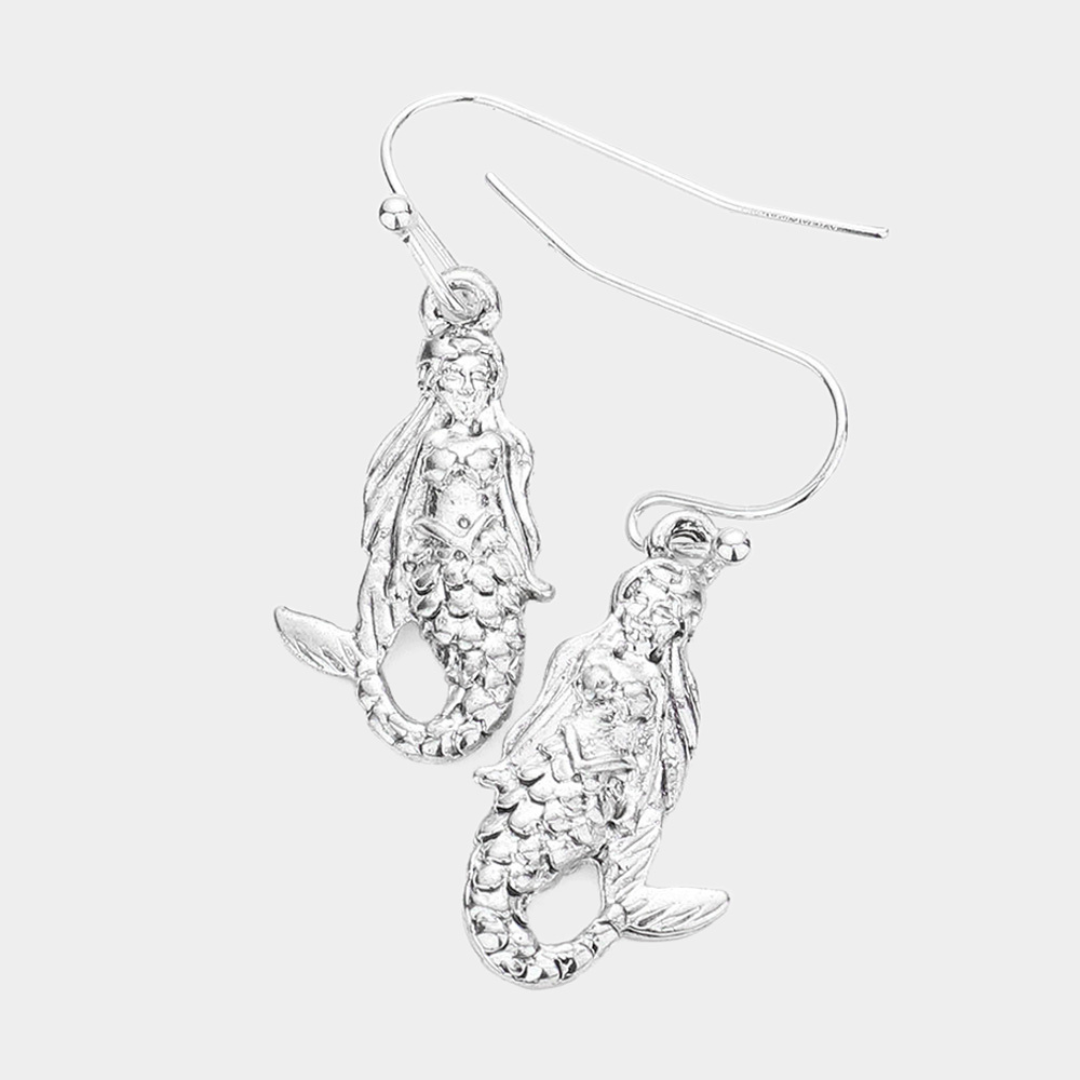 Mermaid Earrings Silver Tone Earrings