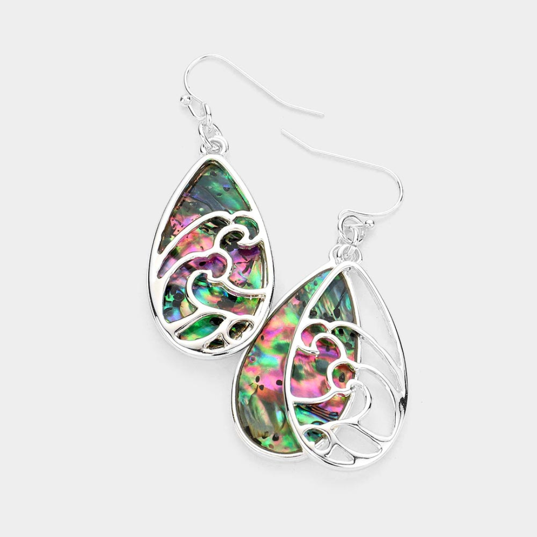 Abalone Wave Dangle Earrings